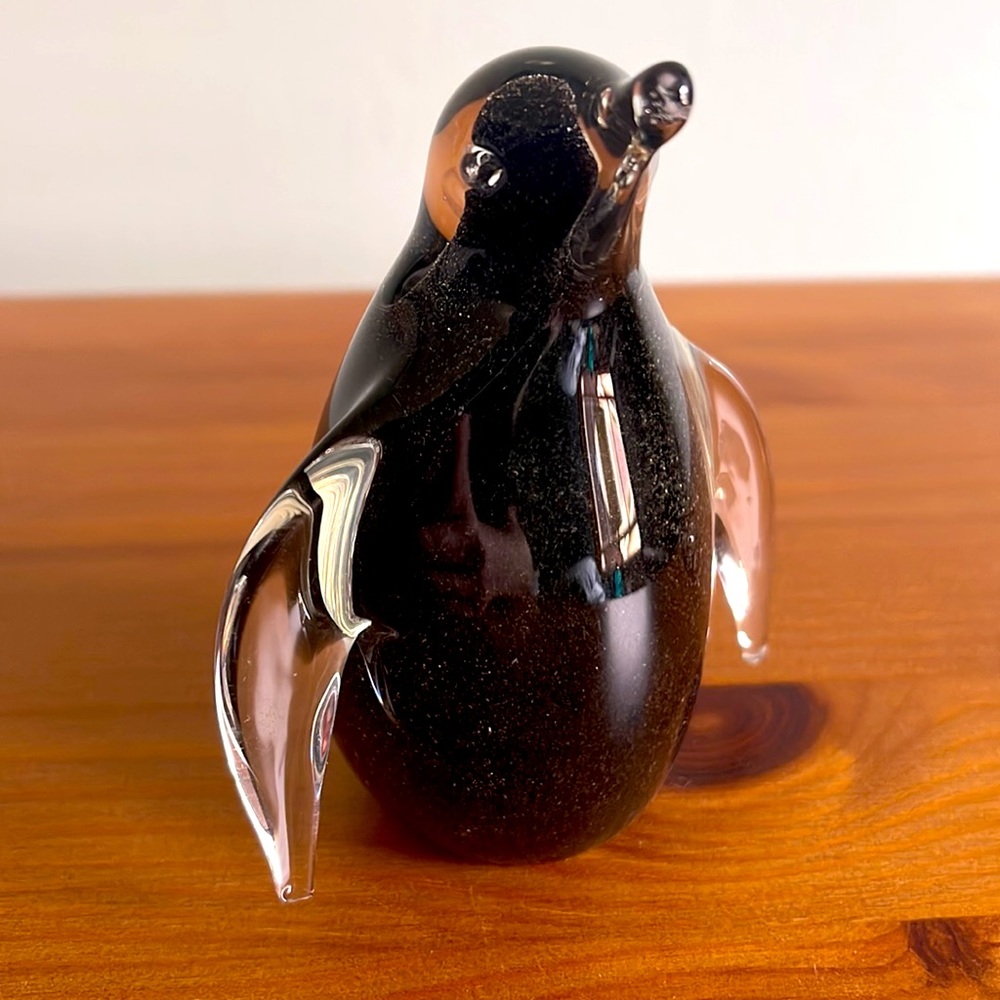 glass penguin figurine paperweight